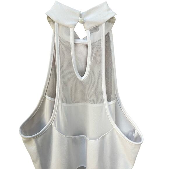 Bebe Y2K Mesh Bodycon Halter Mini Dress‎ – White (Small) NEW - Picture 3 of 12